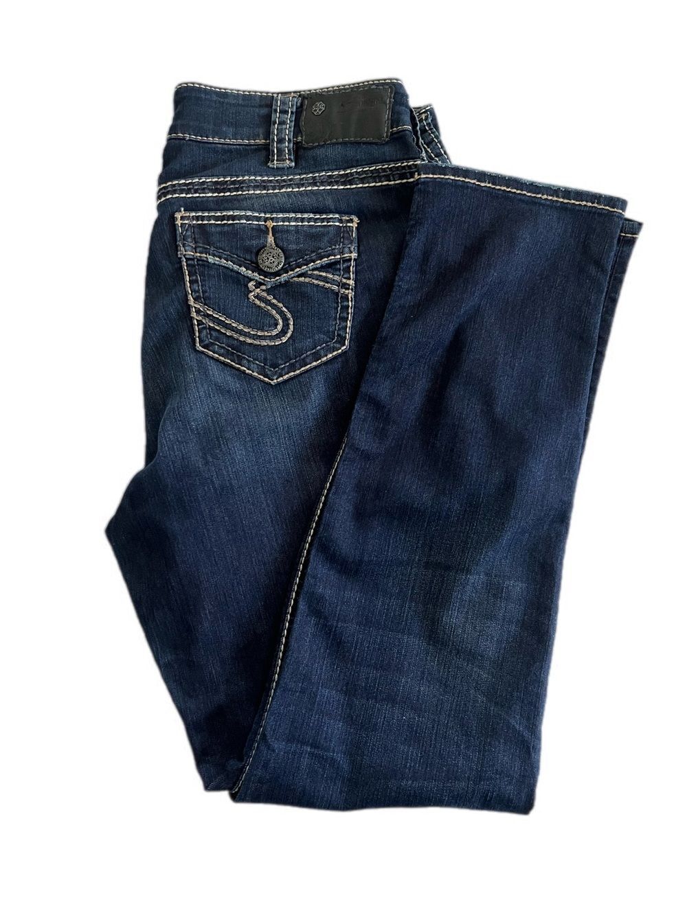 Silver Jeans Plus Suki Skinny Dark Denim Jeans Embroidered Back Flap Pockets